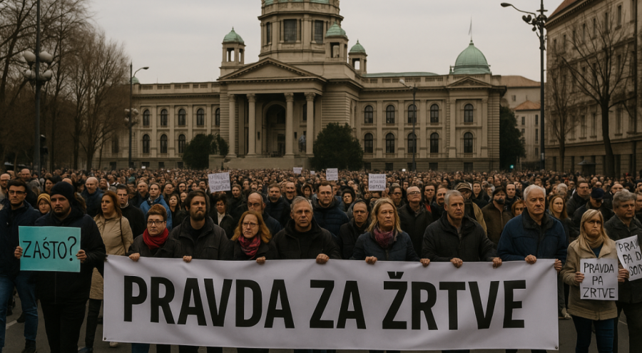 Belgrad’da Binlerce Kişiden Çatı Çökmesi Anmasına Protesto: “Adalet İstiyoruz!”