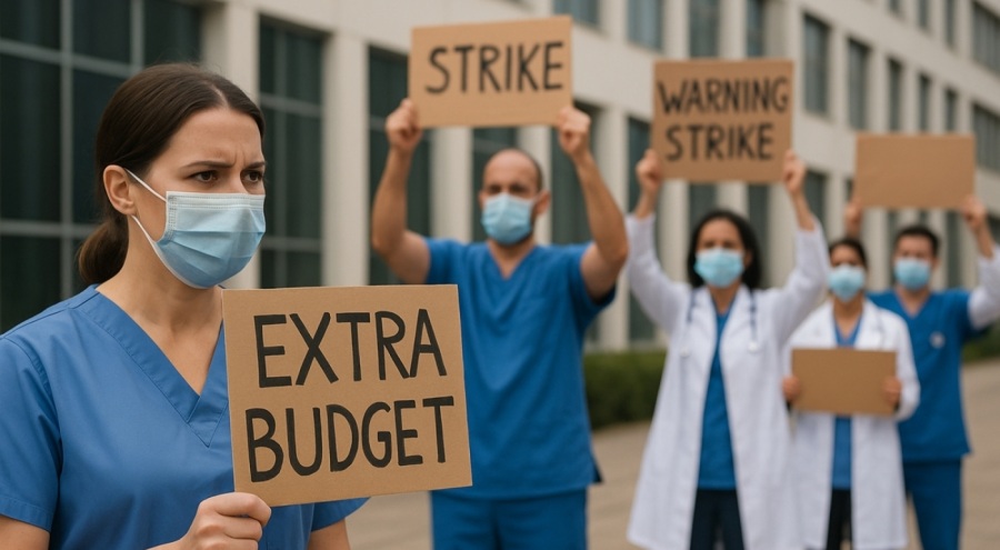 Karadağ’da Sağlık Çalışanları Ek Bütçe Talebiyle Uyarı Grevine Gitti