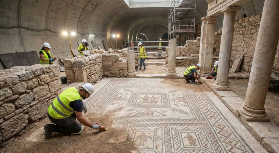 Ιστορική Ανακάλυψη στο Μετρό Θεσσαλονίκης: Στο Φως Ρωμαϊκό Ψηφιδωτό Δάπεδο