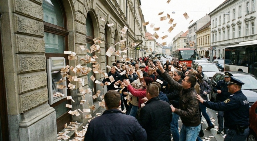 V Mariboru je Završalo: "Ponoreli" Bankomat je Minute Bruhal Denar na Ulico!
