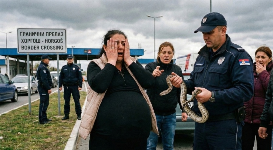 Sırbistan Sınırında Şok Görüntü: "Hamile" Kadının Karnından Bebek Değil, Piton Çıktı!
